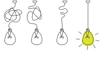 Ideas developing into a light bulb illustration